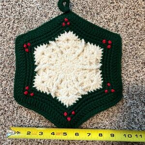 Green and Cream Holiday Crochet Decor